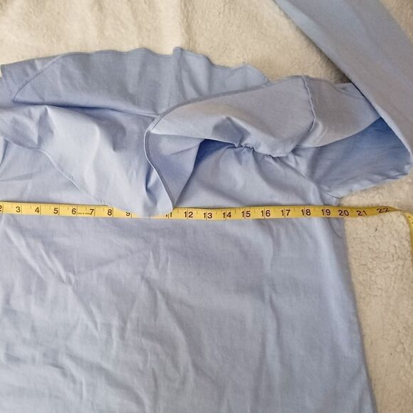 Calvin Klein Blue One Shoulder Ruffle Blouse - Picture 7 of 8